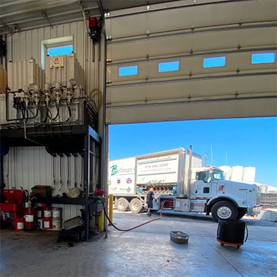 Bellman Oil Truck Fueling in a garage